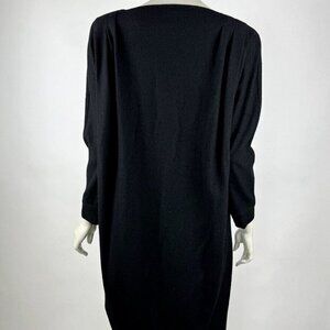 Dusan Italy Boiled Wool Lightweight Dress Women L $1930‎ 3/4 Sleeve Pleated Back